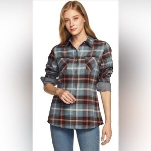 CQR Women's Plaid Flannel Long Sleeve Shirt